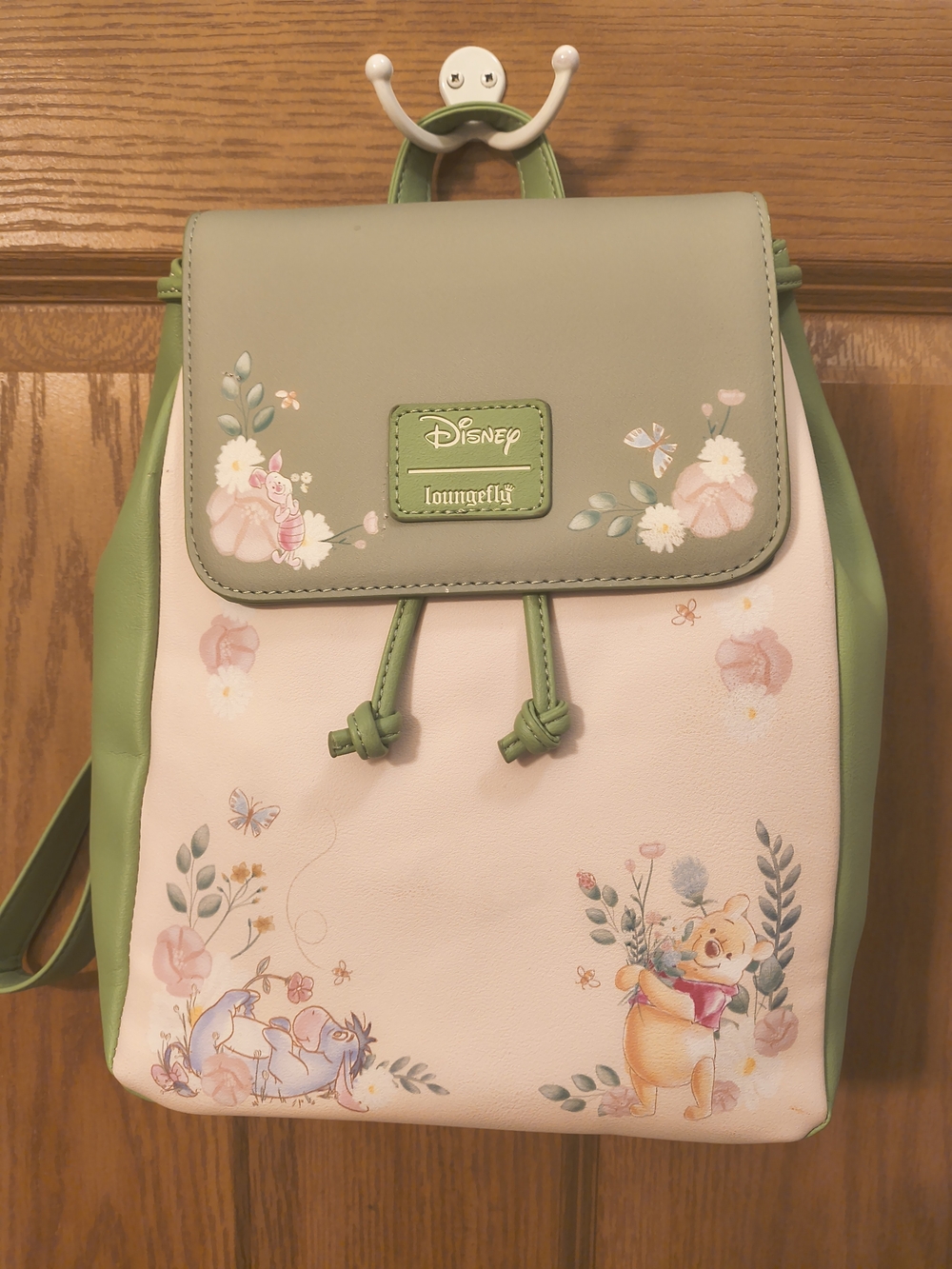 Loungefly Pastel Green and Pink Winnie the Pooh Floral Mini Backpack